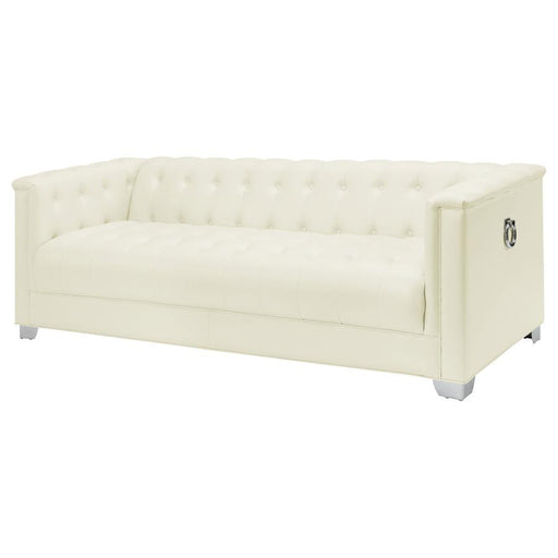 Chaviano - Upholstered Track Arm Sofa - Pearl White - JaxCo Furniture