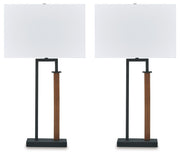 Voslen - Black / Brown - Metal Table Lamp (Set of 2) - JaxCo Furniture