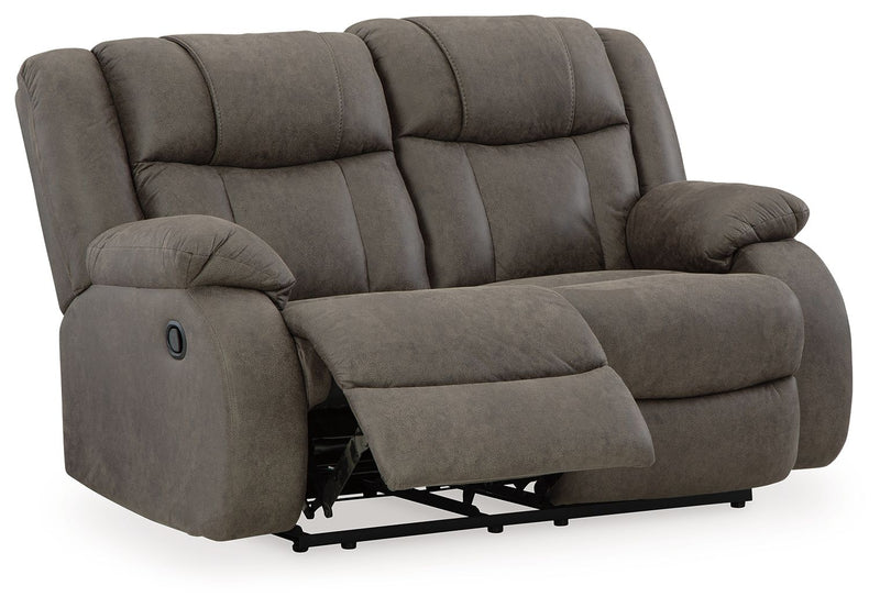 First Base - Gunmetal - Reclining Loveseat - JaxCo Furniture