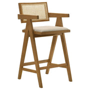 Kane - Woven Rattan Wood Bar Chair (Set of 2) - Light Walnut - JaxCo Furniture