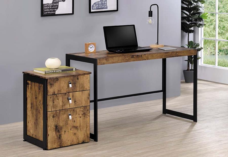 Estrella - 2 Piece Office Desk File Cabinet Set - Rustic Nutmeg - JaxCo Furniture