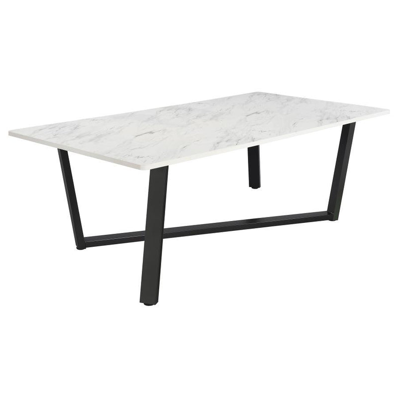 Mayer - Rectangular Faux Marble Dining Table - White - JaxCo Furniture