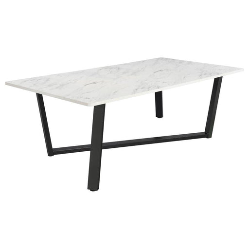 Mayer - Rectangular Faux Marble Dining Table - White - JaxCo Furniture