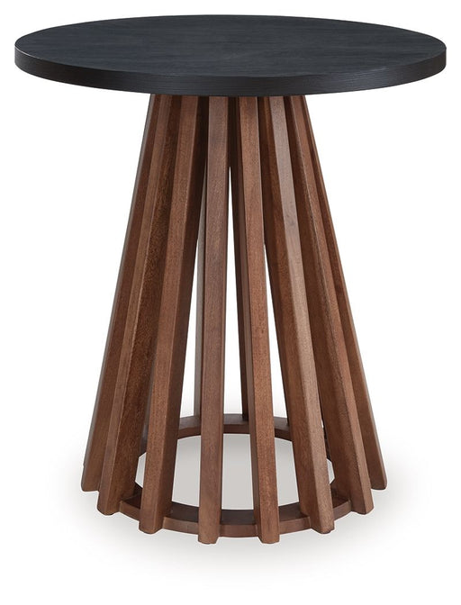 Kallari - Warm Brown / Black - Round End Table - JaxCo Furniture