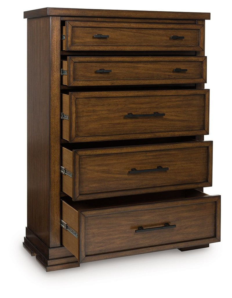 Taffenbrook - Medium Brown - Five Drawer Chest - JaxCo Furniture