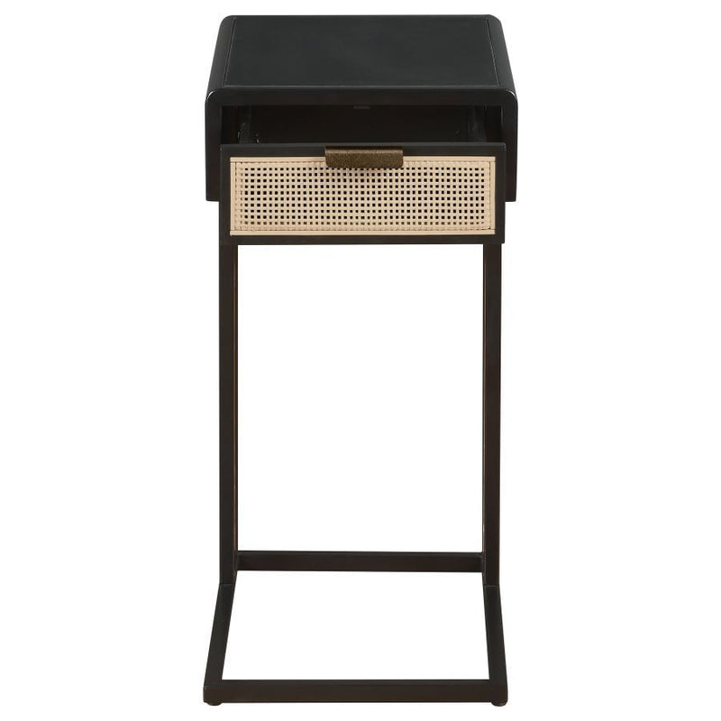 Amherst - 1-Drawer Radio Weave Cane Metal Side Table - JaxCo Furniture