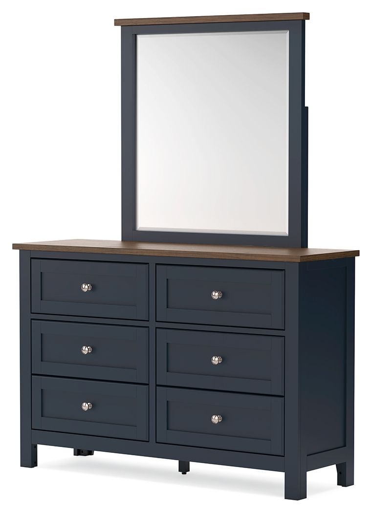 Landocken - Brown / Blue - Dresser and Mirror - JaxCo Furniture
