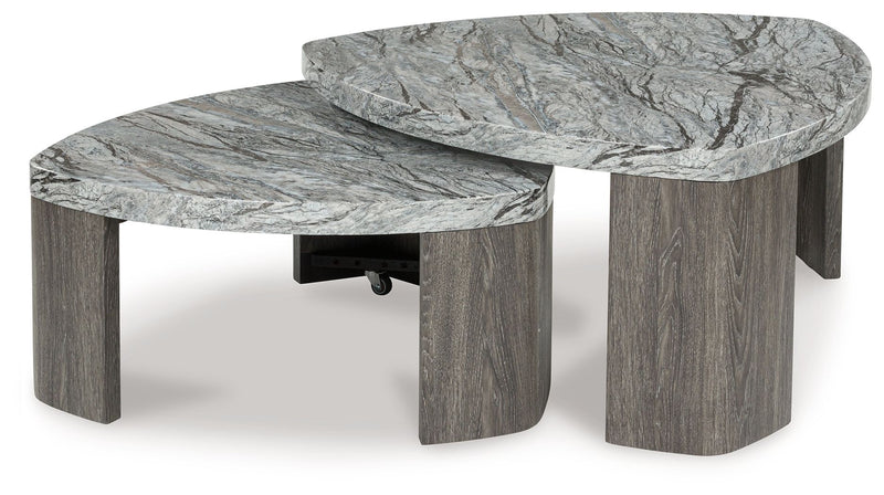 Surmour - Gray / Brown - Stacked Cocktail Table - JaxCo Furniture