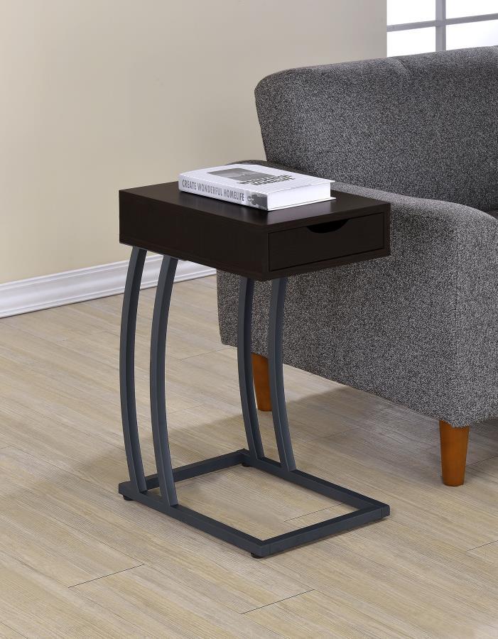 Troy - 1-Drawer C-Shaped Side Table Power Outlet - JaxCo Furniture