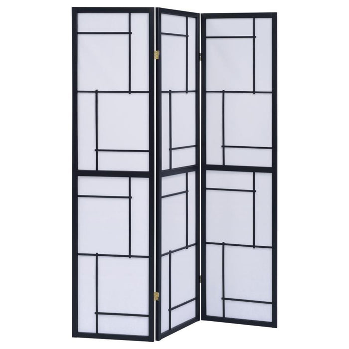 Damis - 3-Panel Room Divider Folding Shoji Screen - Black - JaxCo Furniture