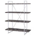 Grimma - 4-Shelf Bookshelf - Rustic Gray And Chrome - JaxCo Furniture