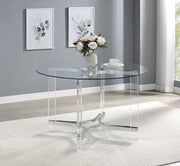 Keeling - Round Glass Top Acrylic Dining Table - Chrome - JaxCo Furniture
