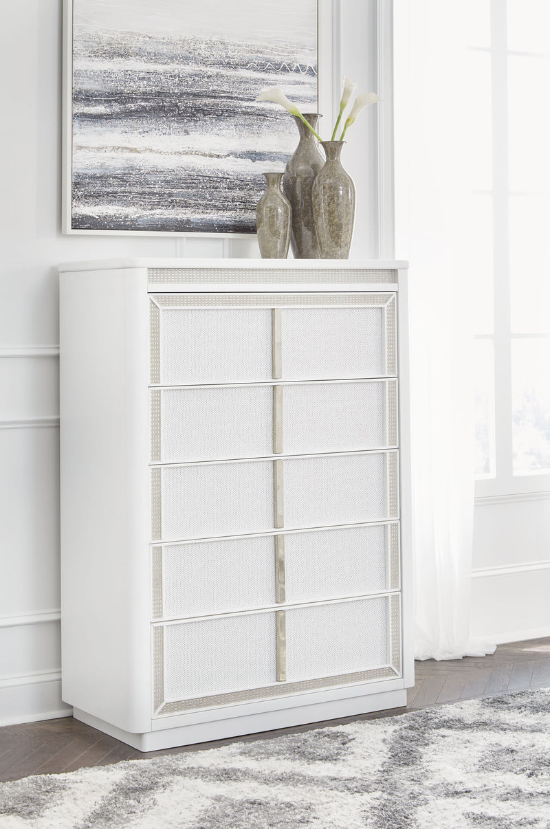 Chalanna - White - Five Drawer Chest - JaxCo Furniture
