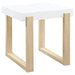 Pala - Rectangular End Table - White High Gloss And Natural - JaxCo Furniture