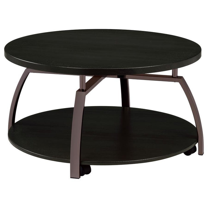 Dacre - Round Engineered Wood Top Coffee Table - Dark Gray - JaxCo Furniture