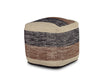 Jamal - Square Handwoven Woolen Pouf - Beige - JaxCo Furniture