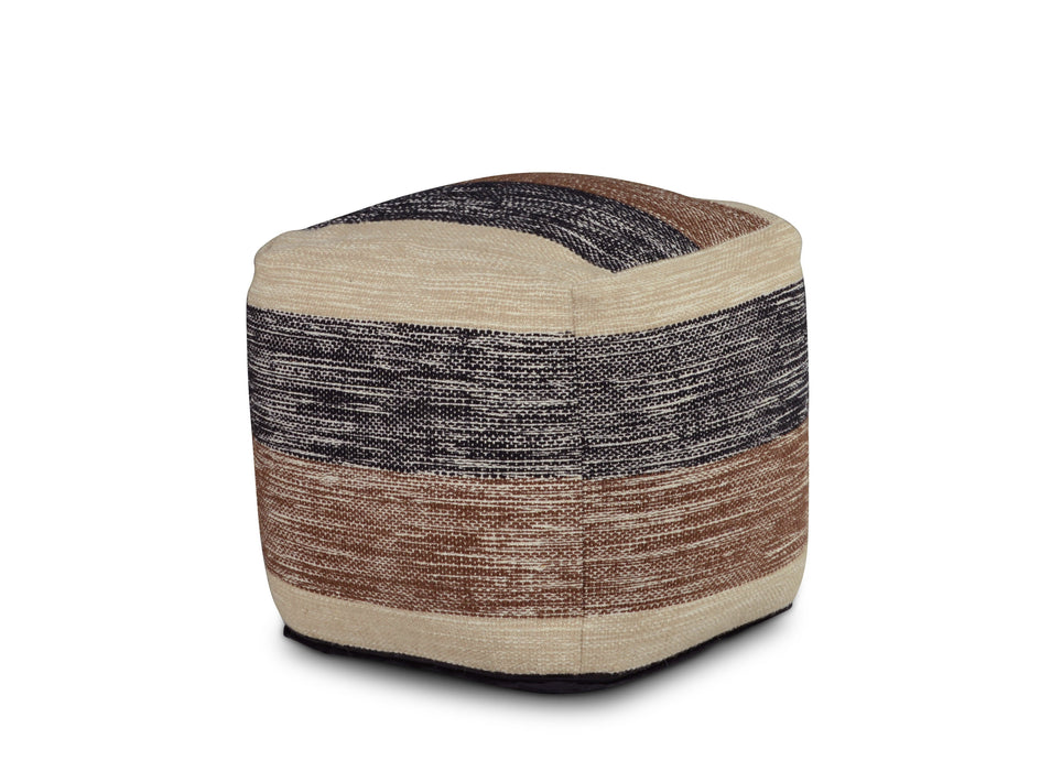 Jamal - Square Handwoven Woolen Pouf - Beige - JaxCo Furniture