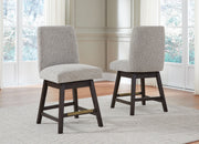 Burkhaus - Beige / Dark Brown - Upholstered Swivel Barstool (Set of 2) - JaxCo Furniture