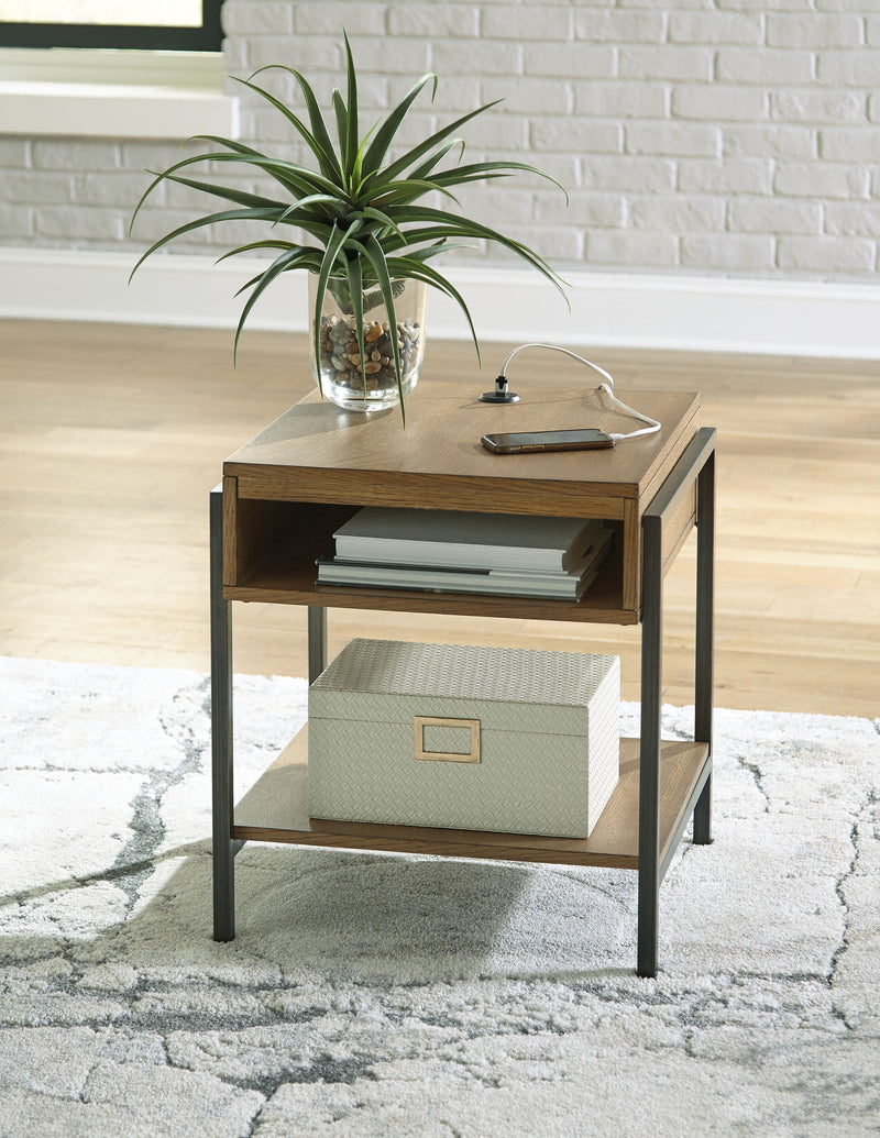 Fridley - Brown / Black - Rectangular End Table - JaxCo Furniture