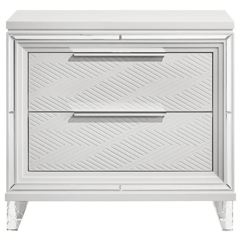 Marmore - 2-Drawer Nightstand Bedside Table - White - JaxCo Furniture