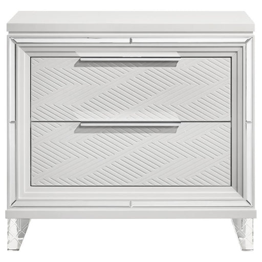 Marmore - 2-Drawer Nightstand Bedside Table - White - JaxCo Furniture