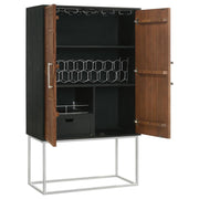 Borman - 2 Door Home Bar Cabinet Wine Storage - Walnut And Black - JaxCo Furniture