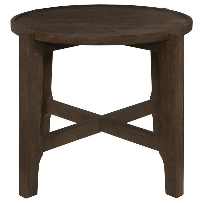 Cota - Round Solid Wood End Table - Dark Brown - JaxCo Furniture