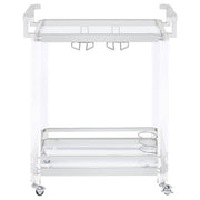 Jefferson - 2-Tier Glass Shelf Acrylic Bar Cart - Chrome - JaxCo Furniture