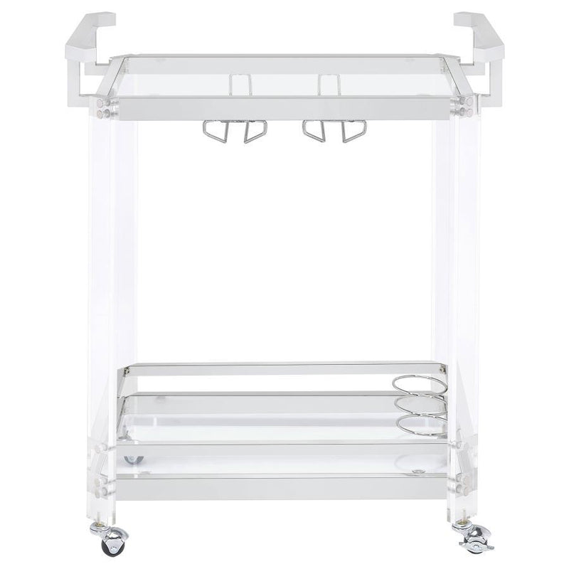 Jefferson - 2-Tier Glass Shelf Acrylic Bar Cart - Chrome - JaxCo Furniture