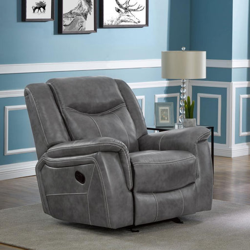 Conrad - Upholstered Padded Arm Glider Recliner - Gray - JaxCo Furniture