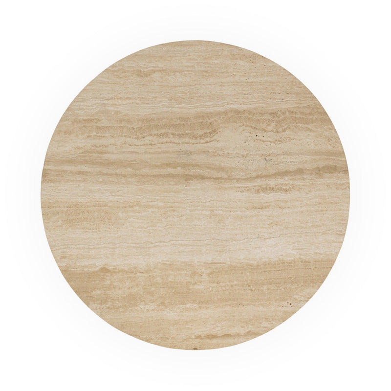 Idella - Travertine Round Table - JaxCo Furniture