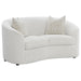 Rainn - Boucle Upholstered Sloped Arm Loveseat - Latte - JaxCo Furniture