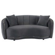 Brookside - Velvet Upholstered Curved Loveseat - Dark Gray - JaxCo Furniture