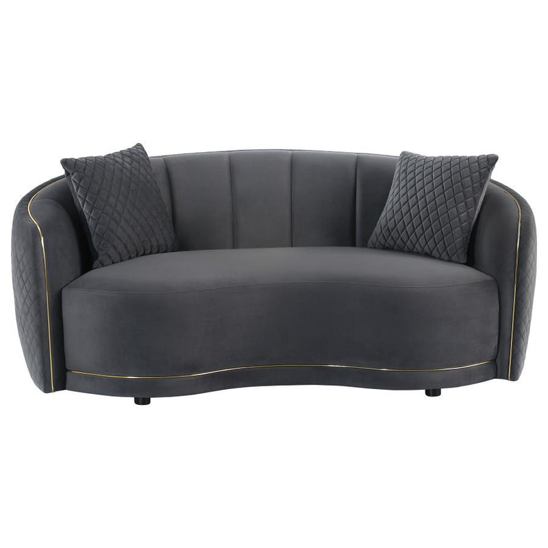 Brookside - Velvet Upholstered Curved Loveseat - Dark Gray - JaxCo Furniture