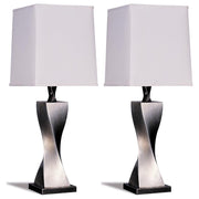 Keene - Tapered Shade Table Lamp Silver (Set of 2) - Distressed Silver - JaxCo Furniture