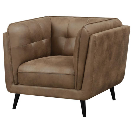 Thatcher - Upholstered Tuxedo Arm Tufted Accent Chair - Brown - JaxCo Furniture