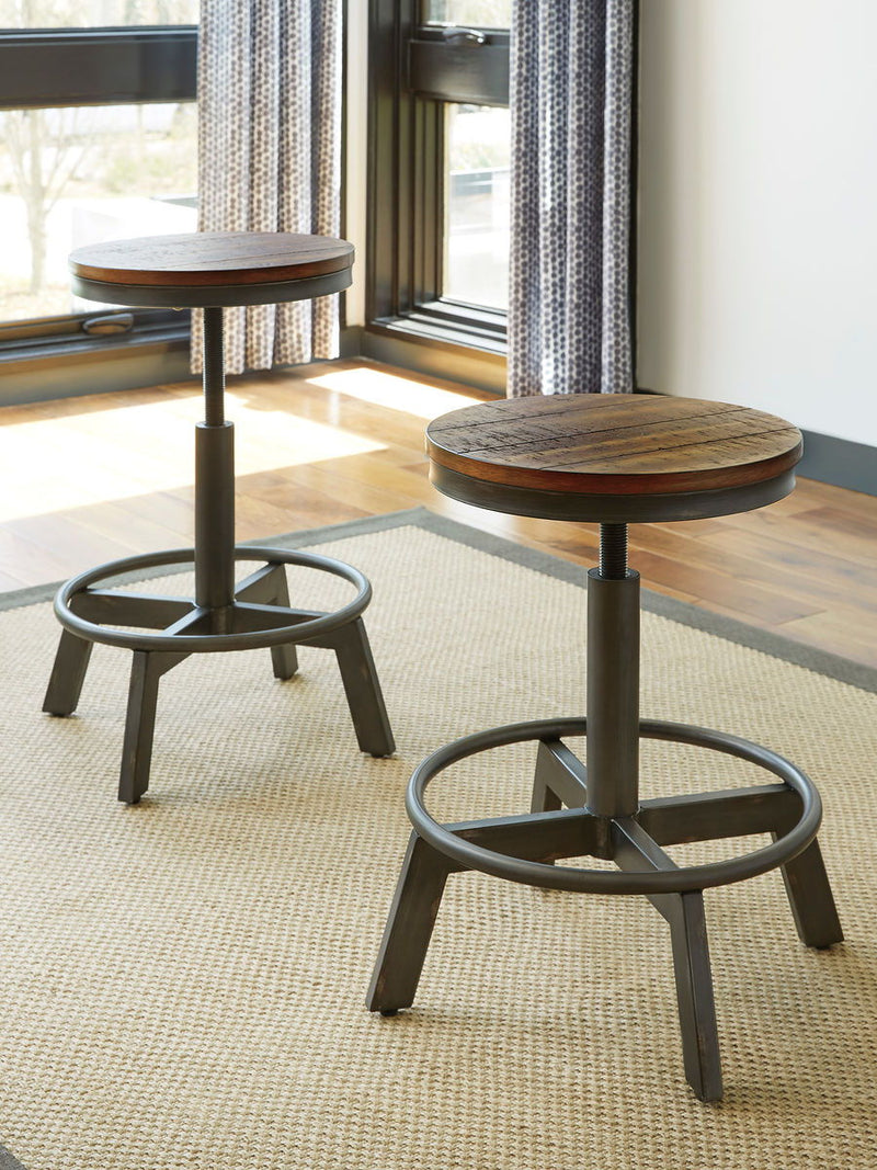 Torjin - Dark Brown - 3 Pc. - Long Counter Table, 2 Stools - JaxCo Furniture