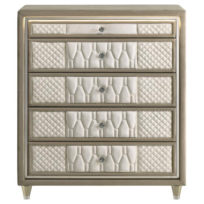 Lorient - 5-Drawer LED Chest Of Drawers - Ivory And Camel - JaxCo Furniture