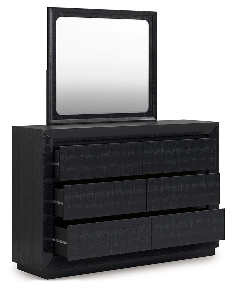 Londer - Black - Dresser And Mirror - JaxCo Furniture