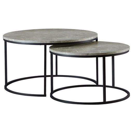 Lainey - 2 Piece Round Faux Marble Nesting Coffee Table - JaxCo Furniture