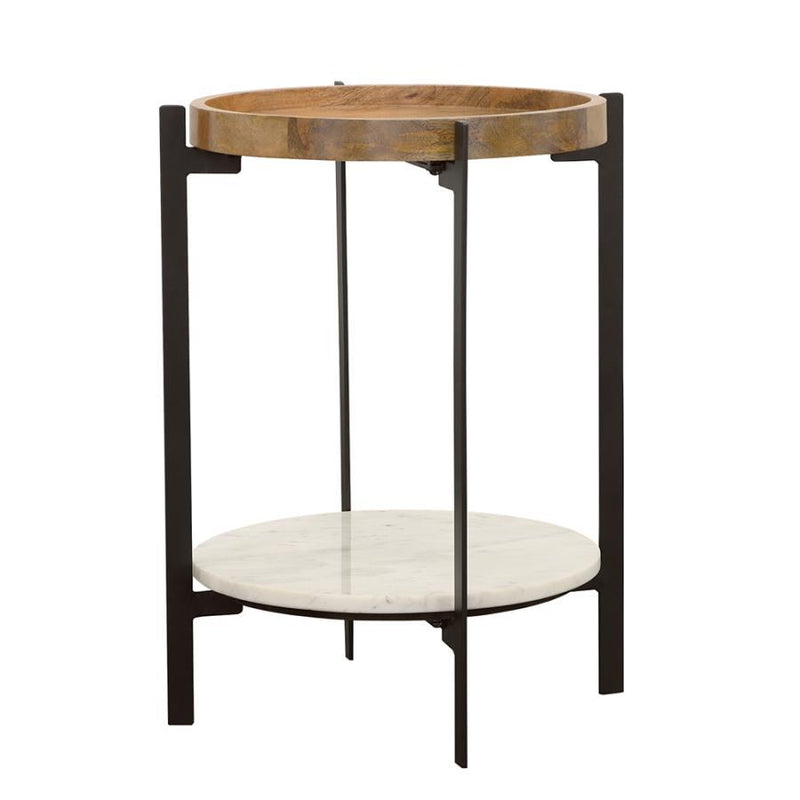 Adhvik - Round Table With Marble Shelf - JaxCo Furniture