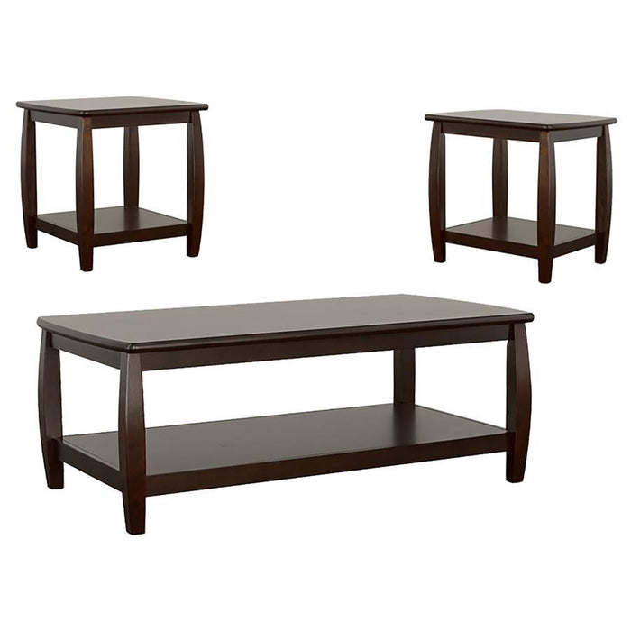 Dixon - 3 Piece Rectangular Wood Coffee Table Set Espresso - Cappuccino - JaxCo Furniture