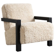 Fitzroy - Faux Fur Upholstered Chair Solid Wood Arms - Latte - JaxCo Furniture