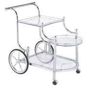 Sarandon - 3-Tier Glass Shelf Metal Bar Cart - Chrome - JaxCo Furniture