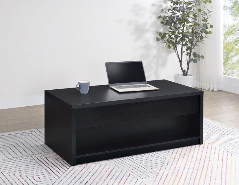 Knapp - Lift Top Cocktail Coffee Table With Dual Drawers - Black - JaxCo Furniture