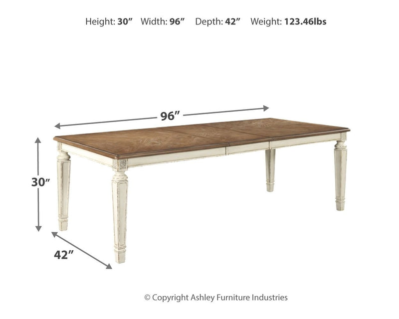 Realyn - Chipped White - Rectangular Dining Room Extension Table - JaxCo Furniture