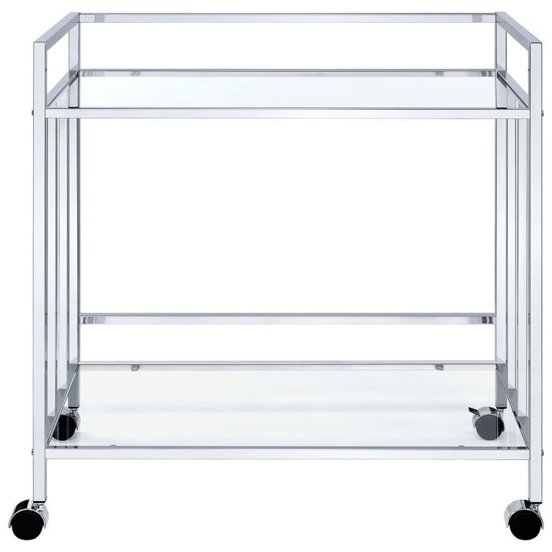Cara - 2-tier Rectangular Glass Shelf Metal Bar Cart - JaxCo Furniture