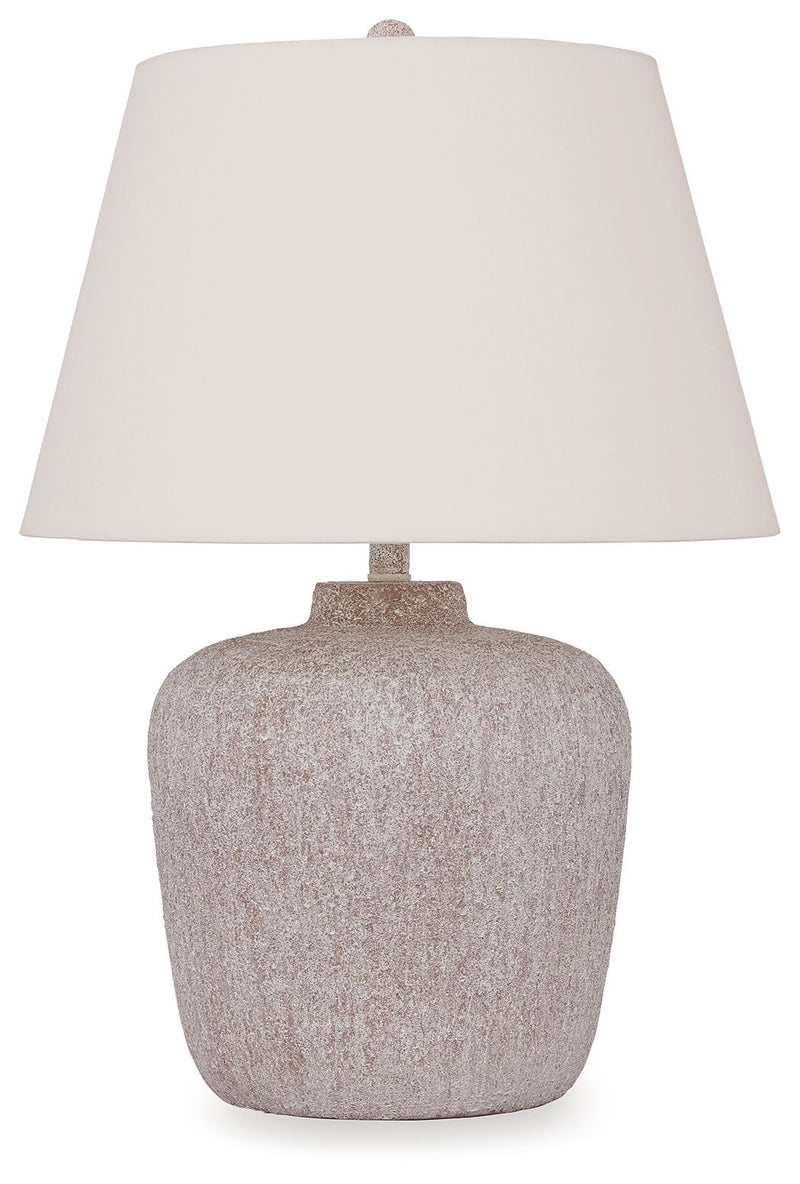Danry - Distressed Cream - Metal Table Lamp - JaxCo Furniture