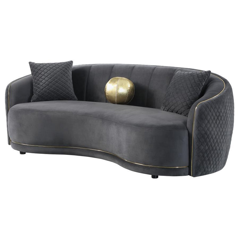 Brookside - Velvet Upholstered Curved Sofa - Dark Gray - JaxCo Furniture