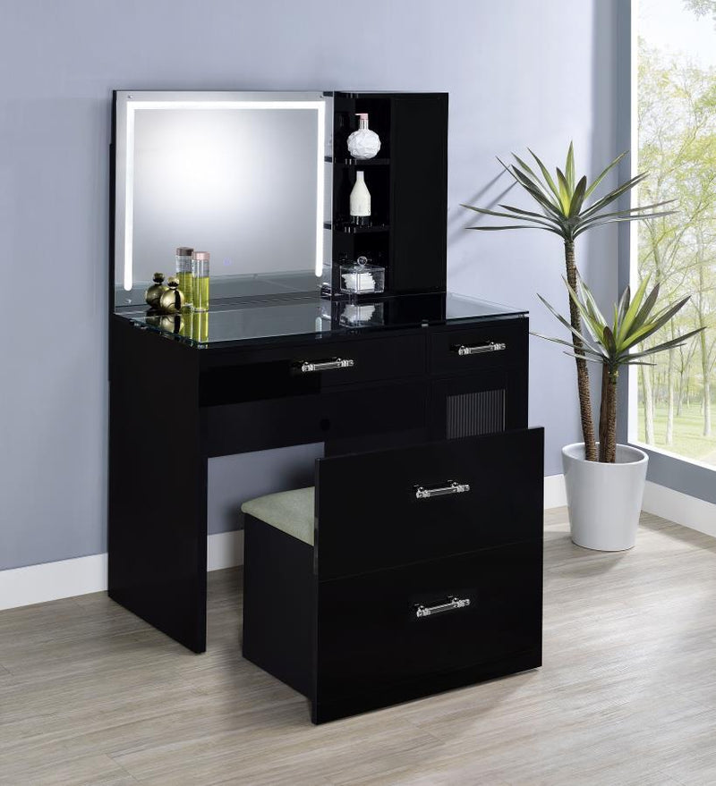 Flora - 2-Drawer Vanity Set With LED Mirror - JaxCo Furniture